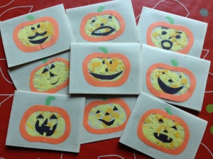 Halloween Tissue Paper Pumpkin Cards